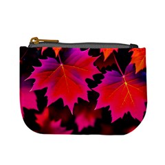 Leaves Purple Autumn Evening Sun Abstract Mini Coin Purse by Ravend