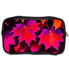 Leaves Purple Autumn Evening Sun Abstract Toiletries Bag (two Sides) by Ravend