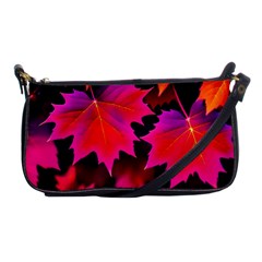 Leaves Purple Autumn Evening Sun Abstract Shoulder Clutch Bag by Ravend