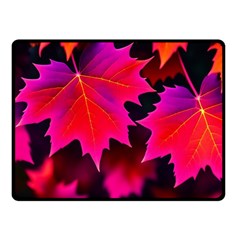 Leaves Purple Autumn Evening Sun Abstract One Side Fleece Blanket (small) by Ravend