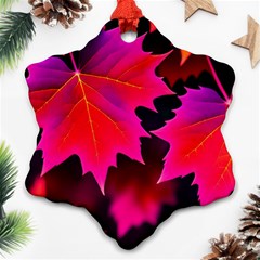 Leaves Purple Autumn Evening Sun Abstract Snowflake Ornament (two Sides) by Ravend