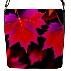 Leaves Purple Autumn Evening Sun Abstract Flap Closure Messenger Bag (s) by Ravend