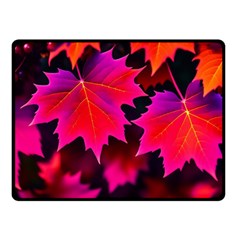 Leaves Purple Autumn Evening Sun Abstract Fleece Blanket (small) by Ravend