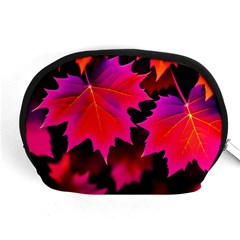 Leaves Purple Autumn Evening Sun Abstract Accessory Pouch (medium) by Ravend