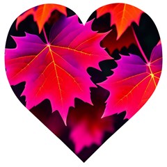 Leaves Purple Autumn Evening Sun Abstract Wooden Puzzle Heart by Ravend