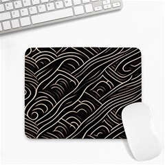 Black Coconut Color Wavy Lines Waves Abstract Small Mousepad by Ravend