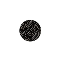 Black Coconut Color Wavy Lines Waves Abstract 1  Mini Buttons by Ravend