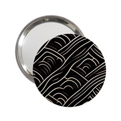 Black Coconut Color Wavy Lines Waves Abstract 2 25  Handbag Mirrors by Ravend