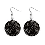 Black Coconut Color Wavy Lines Waves Abstract Mini Button Earrings Front