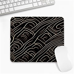 Black Coconut Color Wavy Lines Waves Abstract Large Mousepad by Ravend