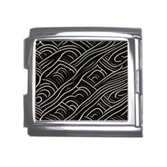 Black Coconut Color Wavy Lines Waves Abstract Mega Link Italian Charm (18mm)