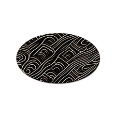 Black Coconut Color Wavy Lines Waves Abstract Sticker (oval) by Ravend