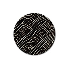 Black Coconut Color Wavy Lines Waves Abstract Magnet 3  (round) by Ravend