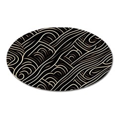 Black Coconut Color Wavy Lines Waves Abstract Oval Magnet by Ravend