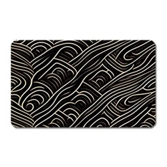 Black Coconut Color Wavy Lines Waves Abstract Magnet (rectangular) by Ravend