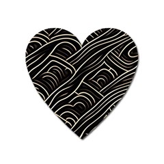 Black Coconut Color Wavy Lines Waves Abstract Heart Magnet by Ravend