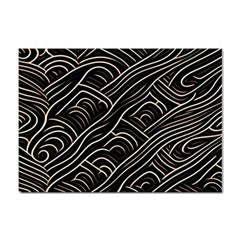 Black Coconut Color Wavy Lines Waves Abstract Sticker A4 (10 Pack) by Ravend