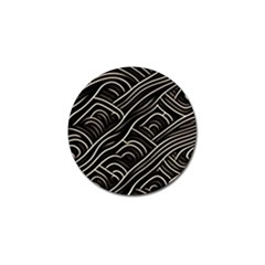 Black Coconut Color Wavy Lines Waves Abstract Golf Ball Marker (10 Pack) by Ravend