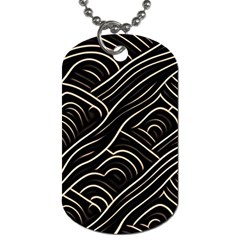 Black Coconut Color Wavy Lines Waves Abstract Dog Tag (two Sides) by Ravend