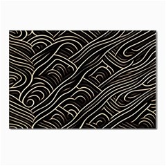 Black Coconut Color Wavy Lines Waves Abstract Postcard 4 x 6  (pkg Of 10) by Ravend