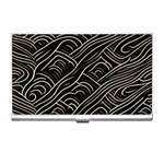 Black Coconut Color Wavy Lines Waves Abstract Business Card Holder Front