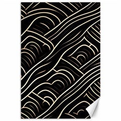 Black Coconut Color Wavy Lines Waves Abstract Canvas 12  X 18  by Ravend