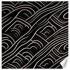 Black Coconut Color Wavy Lines Waves Abstract Canvas 16  X 16  by Ravend