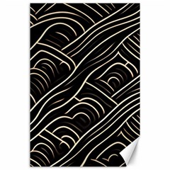 Black Coconut Color Wavy Lines Waves Abstract Canvas 24  X 36  by Ravend