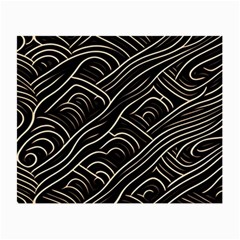 Black Coconut Color Wavy Lines Waves Abstract Small Glasses Cloth (2 Sides) by Ravend