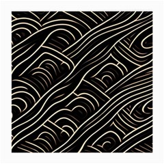 Black Coconut Color Wavy Lines Waves Abstract Medium Glasses Cloth by Ravend