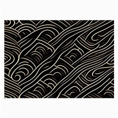 Black Coconut Color Wavy Lines Waves Abstract Large Glasses Cloth (2 Sides) by Ravend