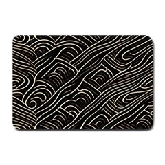 Black Coconut Color Wavy Lines Waves Abstract Small Doormat by Ravend