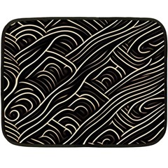 Black Coconut Color Wavy Lines Waves Abstract One Side Fleece Blanket (mini) by Ravend