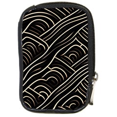 Black Coconut Color Wavy Lines Waves Abstract Compact Camera Leather Case by Ravend