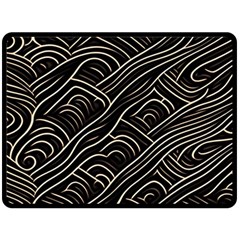 Black Coconut Color Wavy Lines Waves Abstract One Side Fleece Blanket (large) by Ravend