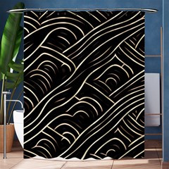 Black Coconut Color Wavy Lines Waves Abstract Shower Curtain 60  X 72  (medium)  by Ravend