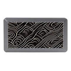 Black Coconut Color Wavy Lines Waves Abstract Memory Card Reader (mini) by Ravend