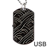 Black Coconut Color Wavy Lines Waves Abstract Dog Tag USB Flash (One Side) Front