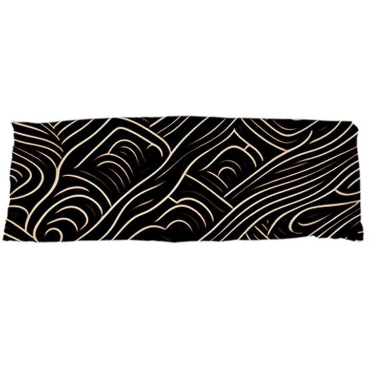 Black Coconut Color Wavy Lines Waves Abstract Body Pillow Case Dakimakura (Two Sides)