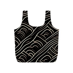 Black Coconut Color Wavy Lines Waves Abstract Full Print Recycle Bag (s) by Ravend