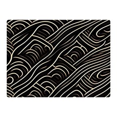 Black Coconut Color Wavy Lines Waves Abstract Premium Plush Fleece Blanket (mini) by Ravend