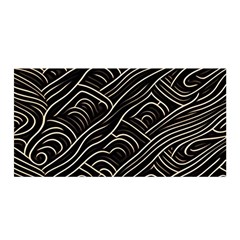 Black Coconut Color Wavy Lines Waves Abstract Satin Wrap 35  X 70  by Ravend