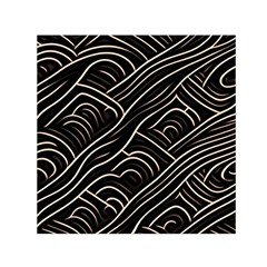 Black Coconut Color Wavy Lines Waves Abstract Square Satin Scarf (30  X 30 ) by Ravend