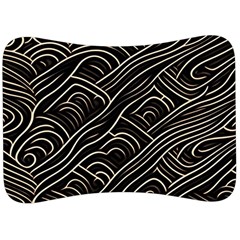 Black Coconut Color Wavy Lines Waves Abstract Velour Seat Head Rest Cushion by Ravend