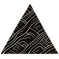 Black Coconut Color Wavy Lines Waves Abstract Wooden Puzzle Triangle by Ravend