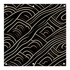 Black Coconut Color Wavy Lines Waves Abstract Banner And Sign 3  X 3  by Ravend