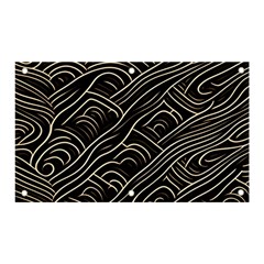 Black Coconut Color Wavy Lines Waves Abstract Banner And Sign 5  X 3  by Ravend