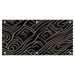 Black Coconut Color Wavy Lines Waves Abstract Banner And Sign 6  X 3  by Ravend