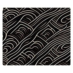 Black Coconut Color Wavy Lines Waves Abstract One Side Premium Plush Fleece Blanket (small) by Ravend