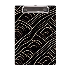 Black Coconut Color Wavy Lines Waves Abstract A5 Acrylic Clipboard